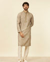 alt message - Manyavar Men Pista Green Bel Buti patterned Kurta Set image number 2